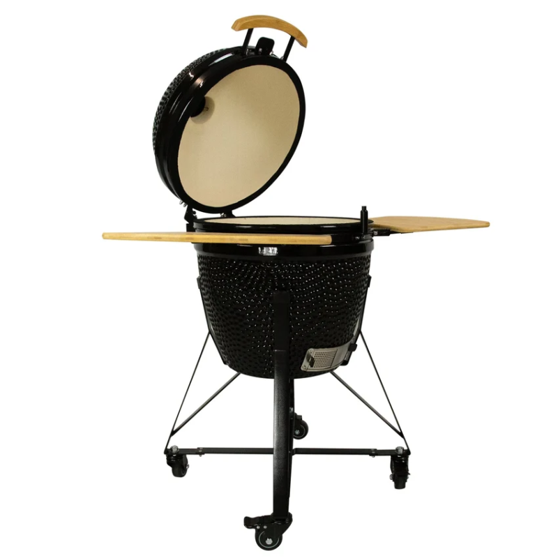 Inferno Kamado large top open sides up left side view