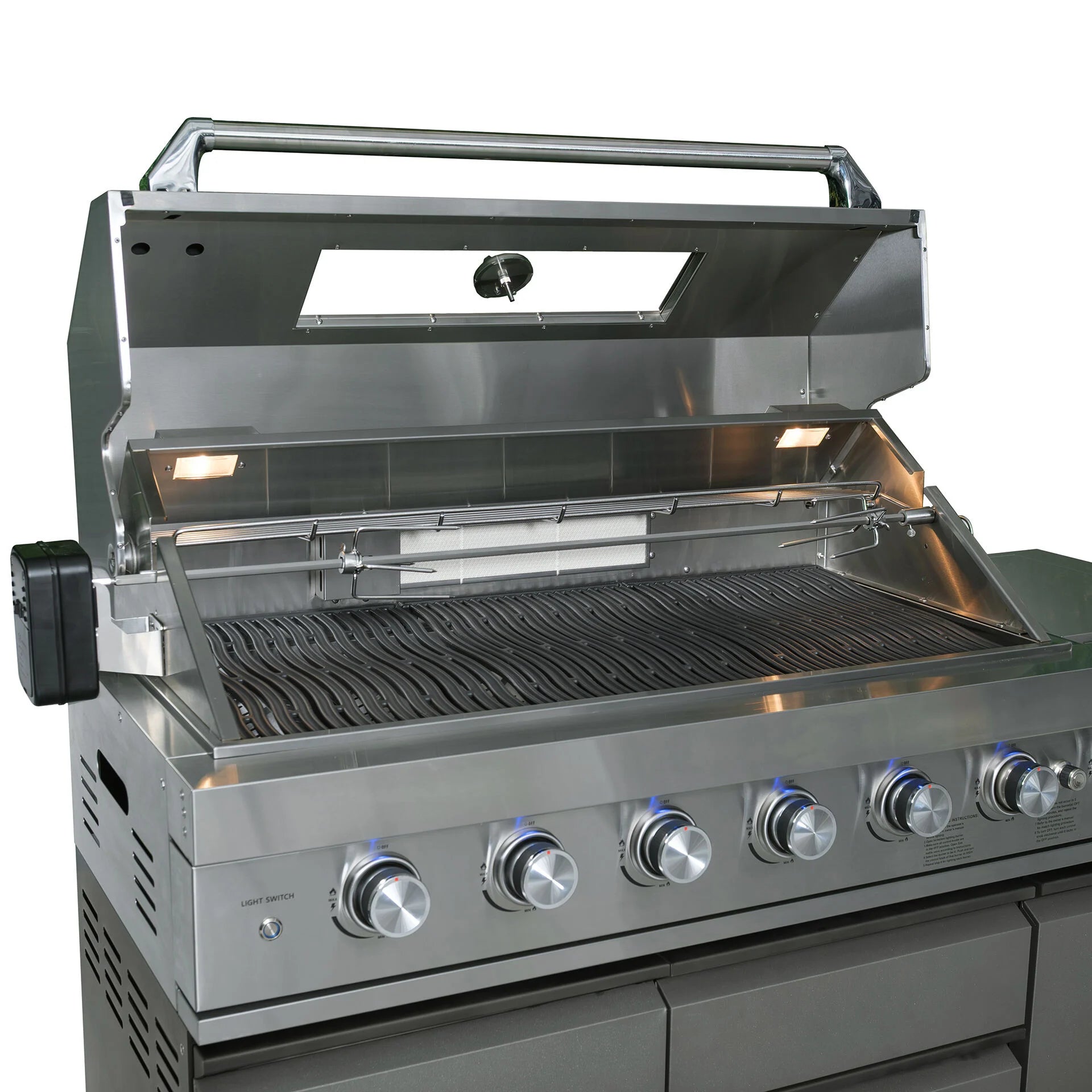 Maze - Ember Linear Outdoor Kitchen with 6 Burner Gas Grill & Single Fridge