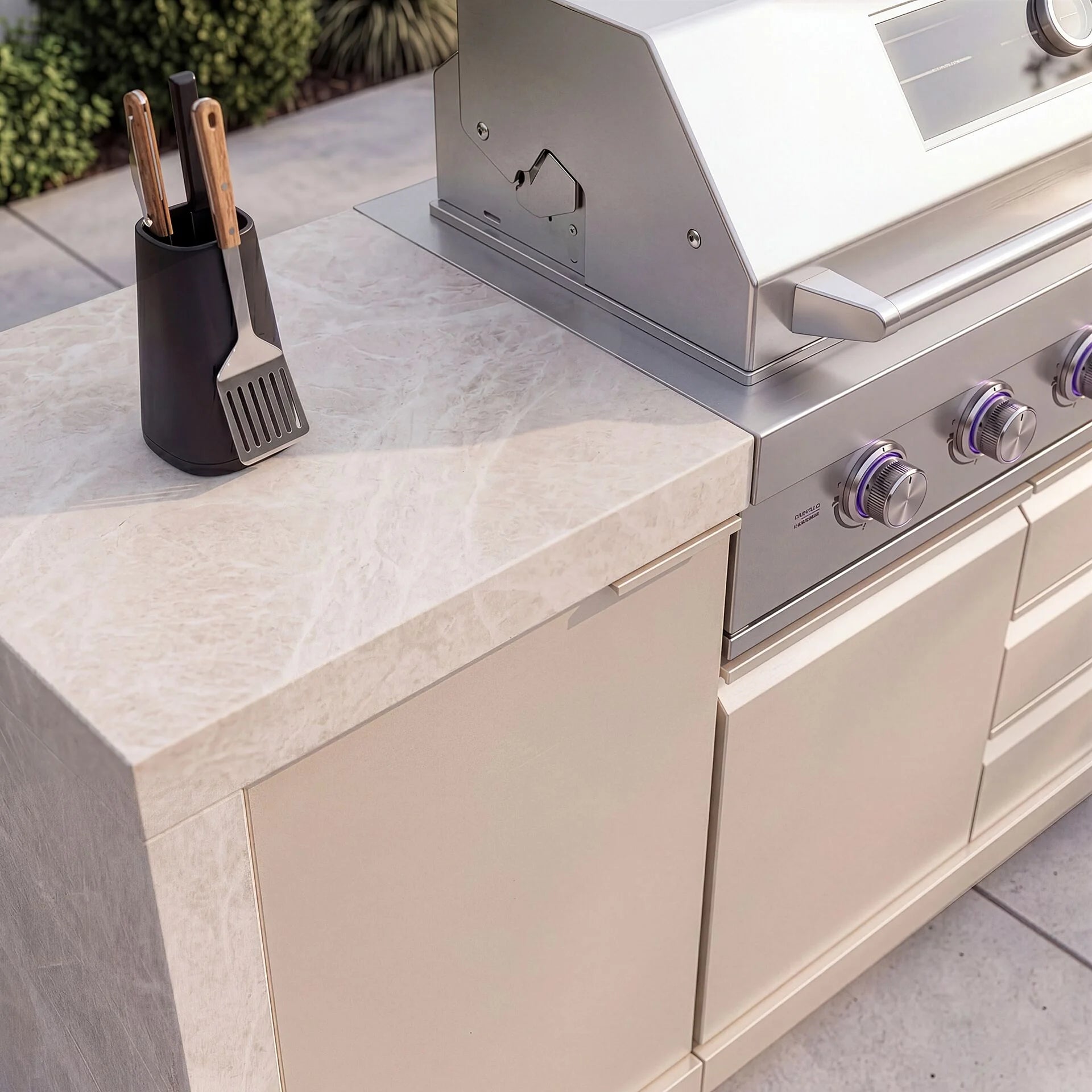 Maze - Ember Linear Outdoor Kitchen with 6 Burner Gas Grill & Single Fridge
