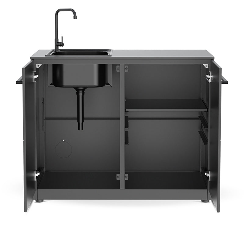 Cozze® Elements Outdoor Kitchen 110cm Sink Module inside cupboards view