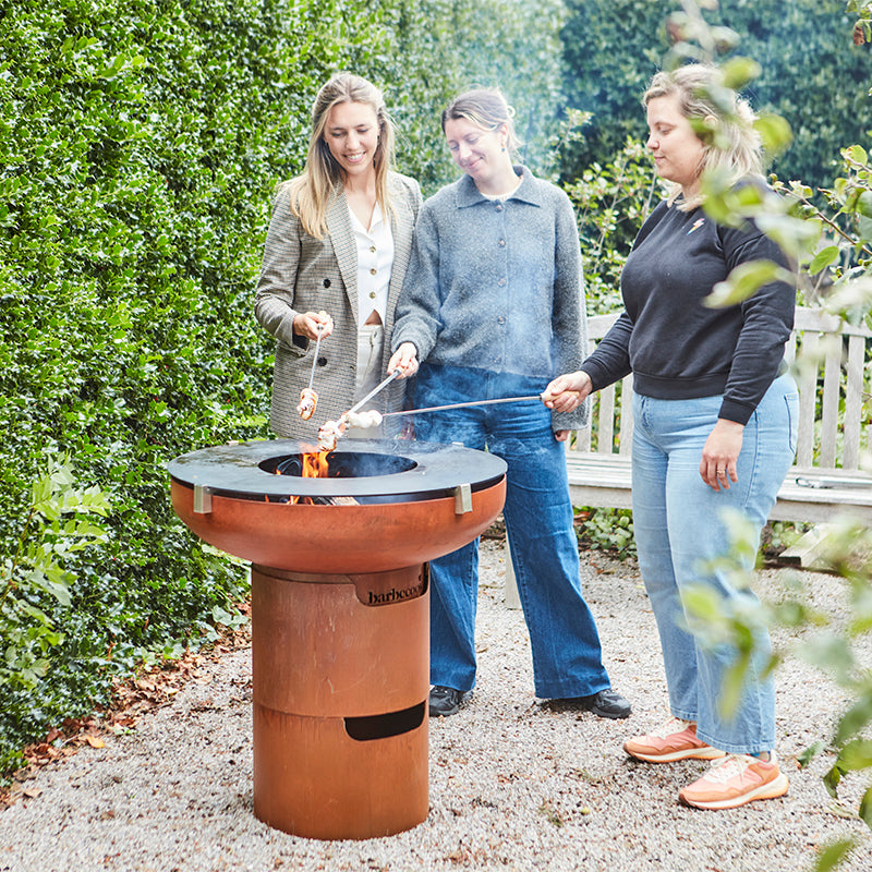 Barbecook Jack Firepit grilling kebabs