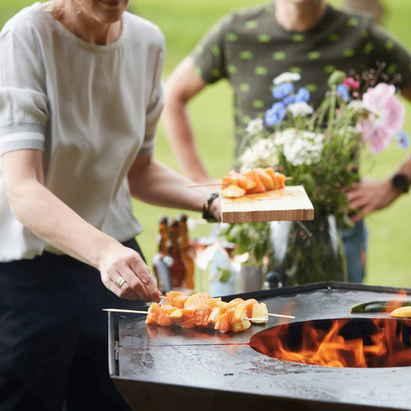 Barbecook Nestor grill cooking kebabs