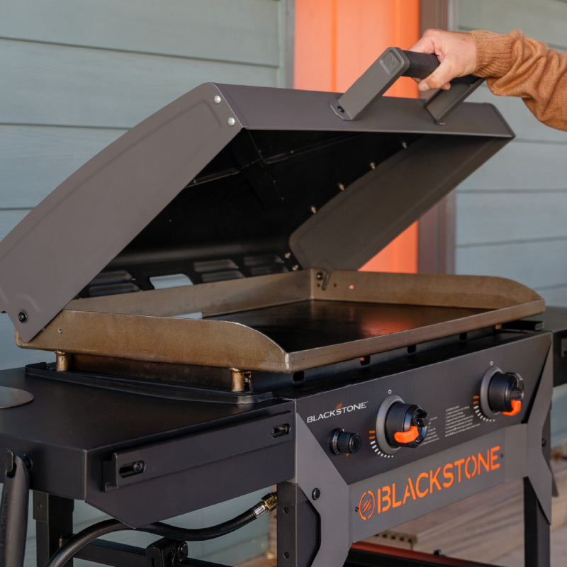 Blackstone 2311 Iron Forged 28in Griddle Opening the Hood
