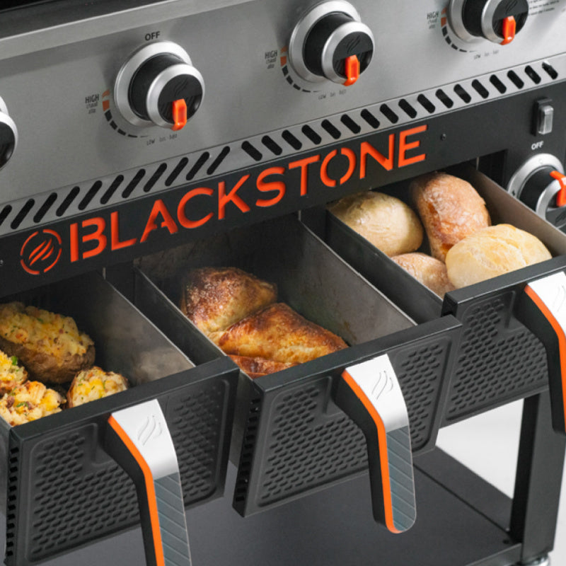 Blackstone 36inch Griddle with Airfryer bins holding food