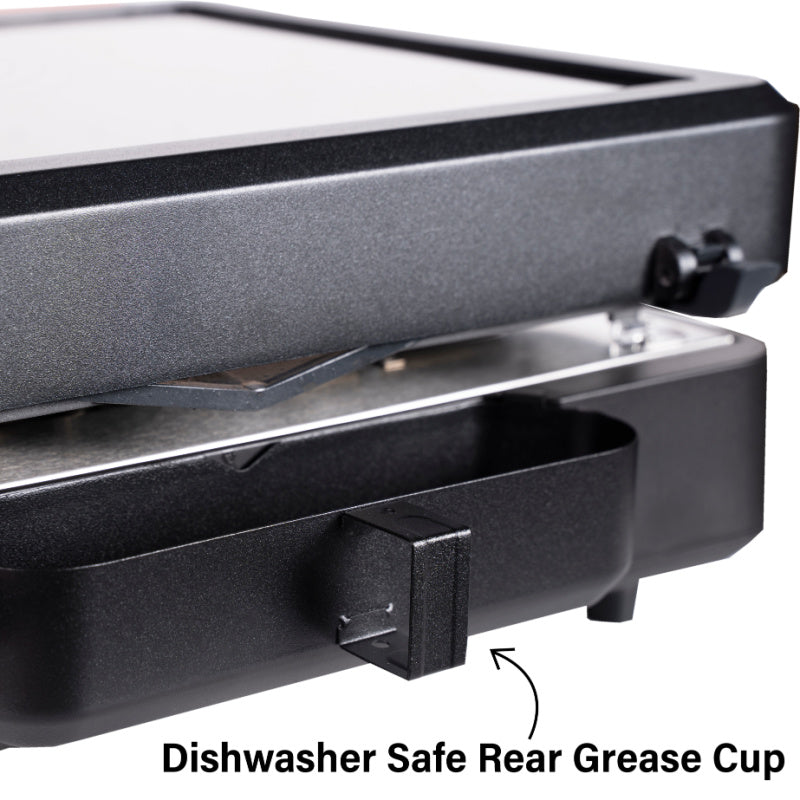 Blackstone ESeries Tabletop Griddle Grease cup closeup