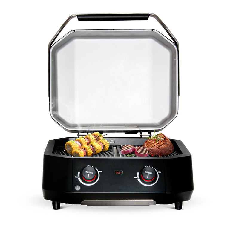 COZZE E500 Electric Grill open grilling food