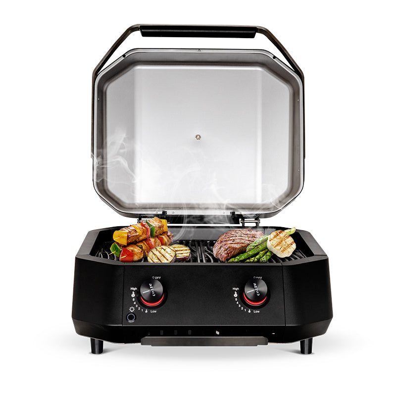 COZZE G500 Gas Grill Open lid grilling