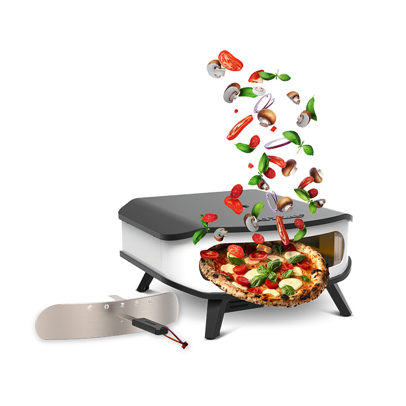 COZZE 17inch Pizza Oven Rotating Stone with pizza veges flying out