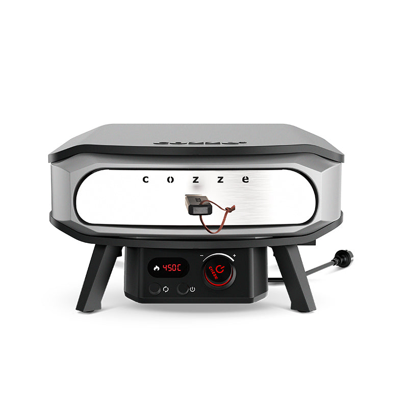 COZZE 17" Premium Rotate Electric Pizza Oven front view with door