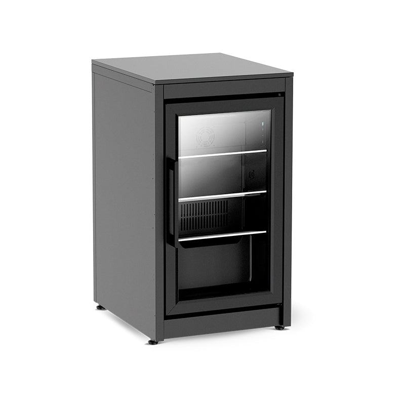 Cozze® Elements Fridge in cabinet side view