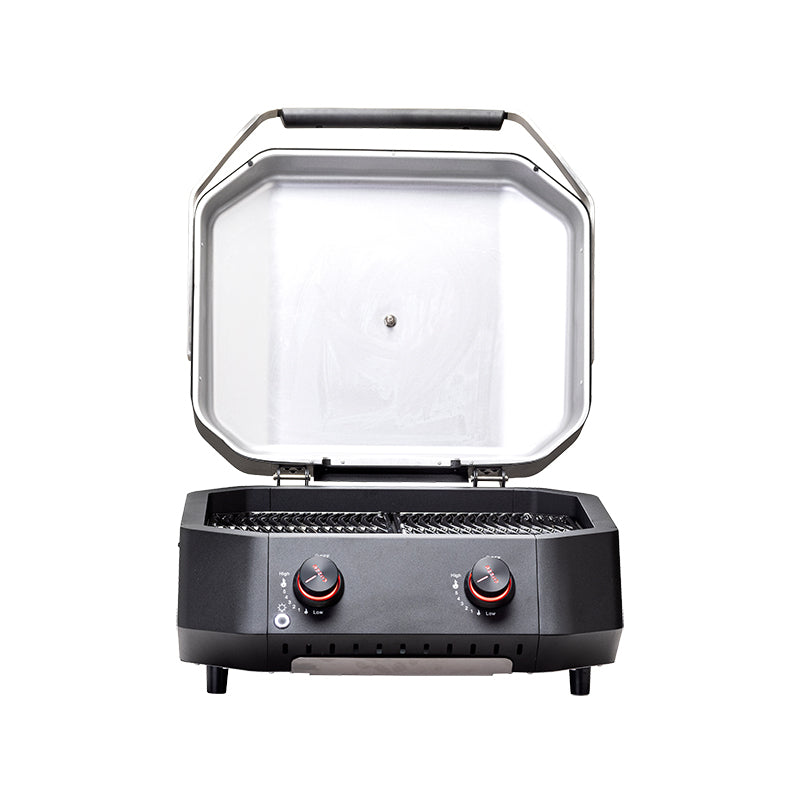 COZZE G500 Gas Grill open lid