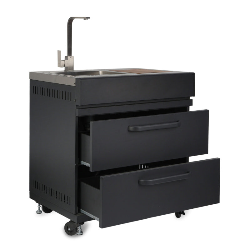 GRLLR Connect Sink Unit with 2 open drawers side view