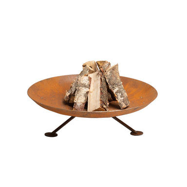 GrillSymbol_Corten_Steel_Fire_Pit_Alta_with_firewood