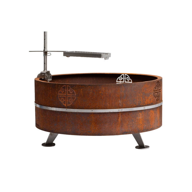 GrillSymbol_Corten_Steel_Fire_Pit_Lucas_with_grill_arm