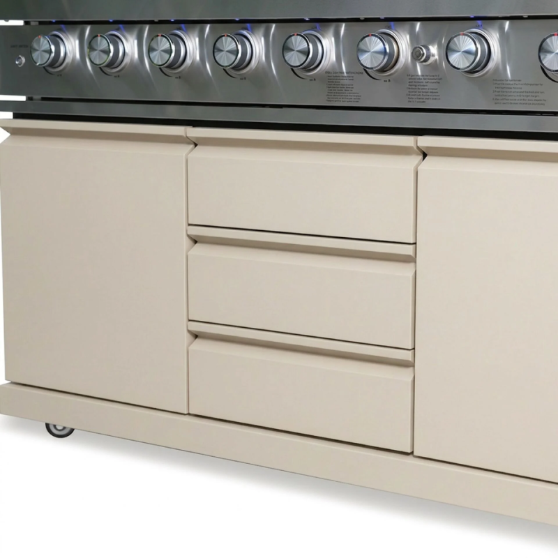 Maze Ember Linear Outdoor Kitchen 6 Burner in Latte drawers