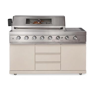 Maze Ember Linear Outdoor Kitchen in Latte with 6 Burner Gas Grill & Storage