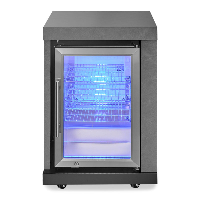 Maze - Ember Small U Shape Outdoor Kitchen Complete Set Including Gas BBQ, Sink, Kamado and Fridge