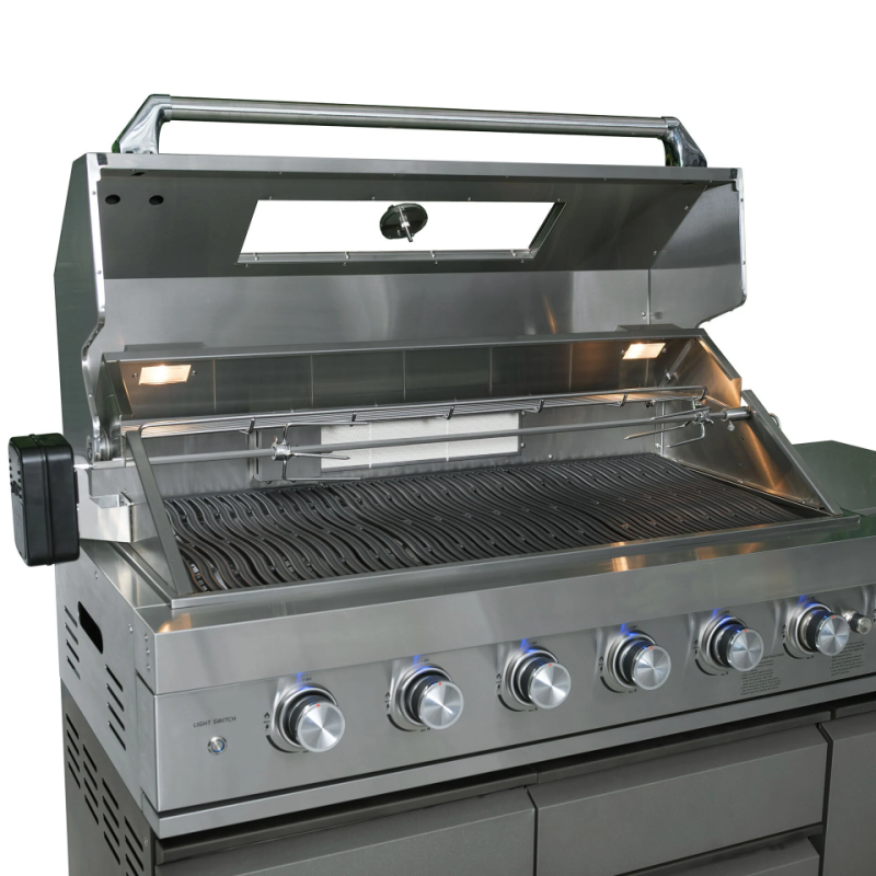 Maze - Ember Small U Shape Outdoor Kitchen Complete Set Including Gas BBQ, Sink, Kamado and Fridge