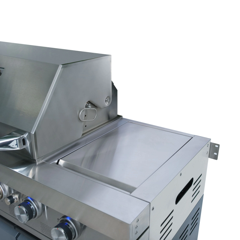 Maze - Ember Small U Shape Outdoor Kitchen Complete Set Including Gas BBQ, Sink, Kamado and Fridge