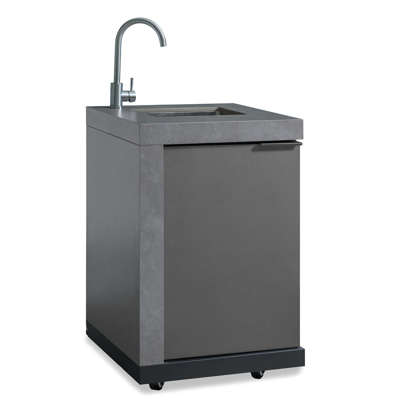 Maze - Ember Small U Shape Outdoor Kitchen Complete Set Including Gas BBQ, Sink, Kamado and Fridge