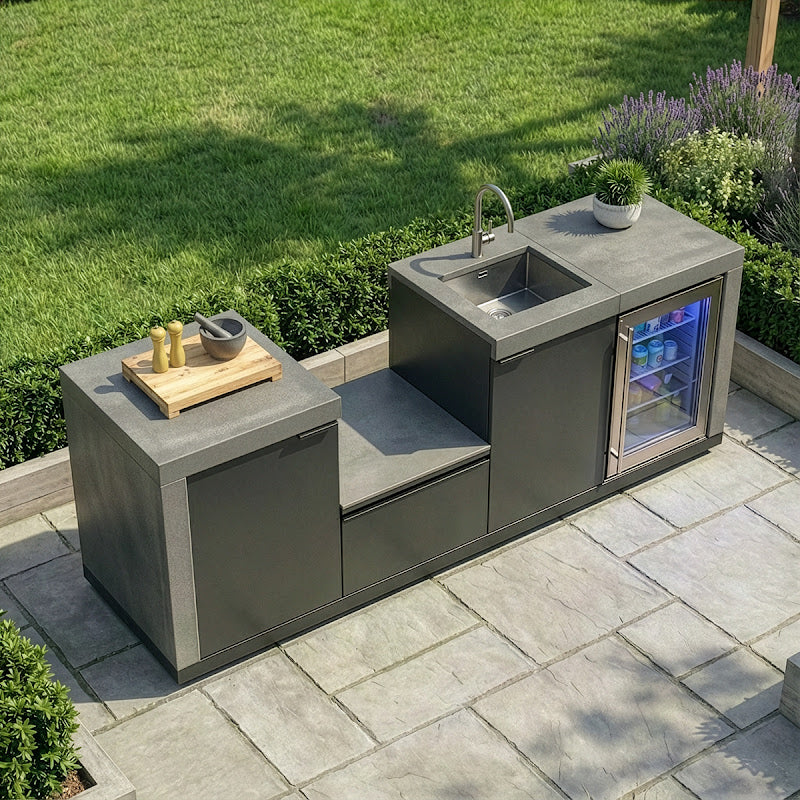 Maze Ember Linear kitchen with storage Sink and Fridge View from above