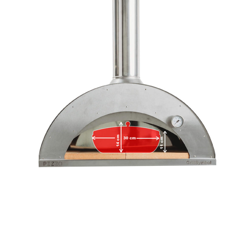 GrillSymbol Wood Fired Pizza Oven with Stand and Side Table XL - inox