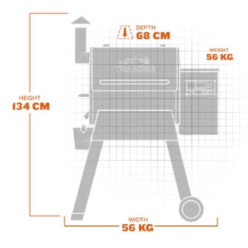 Traeger Pro 575 black international dimensions