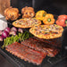 Traeger Woodridge close up of food grilling right angle