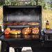 Traeger Woodridge close up of grills full of food cooking